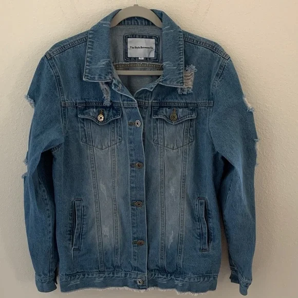 The Top Romance Blue Distressed Jean Jacket​​ - Picture 2 of 14